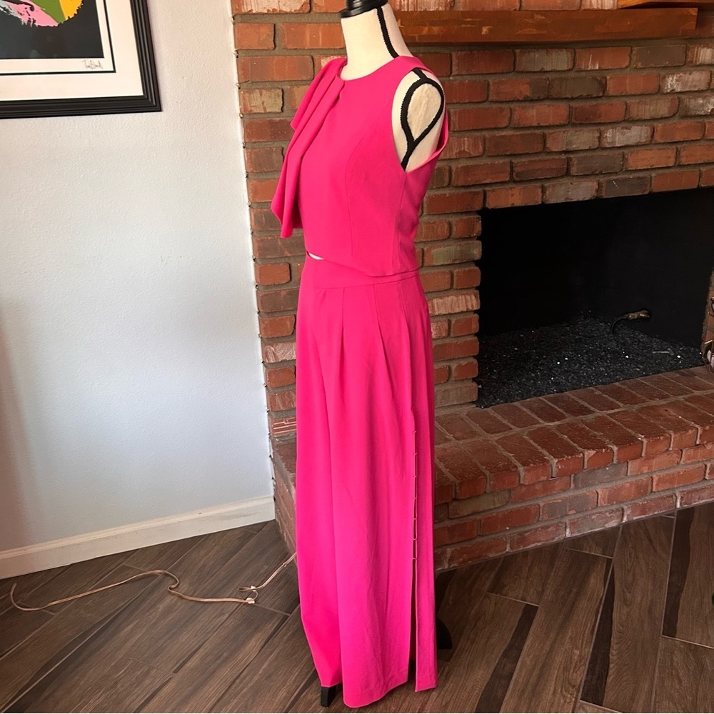 Alice + Olivia Marin Ruffle Top & Shavon Cut Out Wide Leg Pants Set Pink Sz 2/4 - Picture 4 of 12